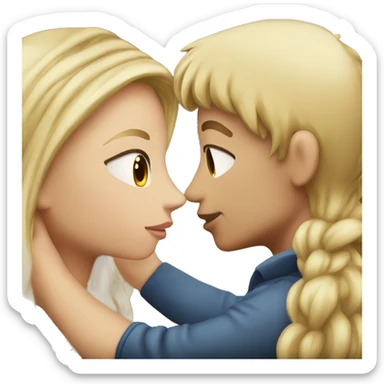 Blonde boy kissing brunette girl sticker