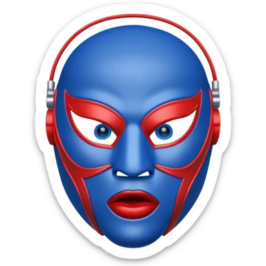 haz un luchador de lucha libre, solo la mascara azul con detalles rojos en los ojos, boca y nariz sticker