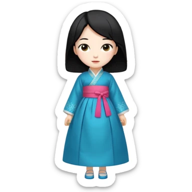 A Korean princess walking around her palace is real, has black hair and a white face sticker