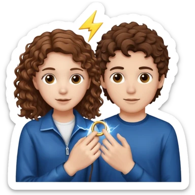 a 15 year old white girl with brown curly hair but she has lightnings in it with a brown haired white boy who gave her a promise ring sticker