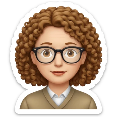 really long hair light brown curly pale skin middle age sticker