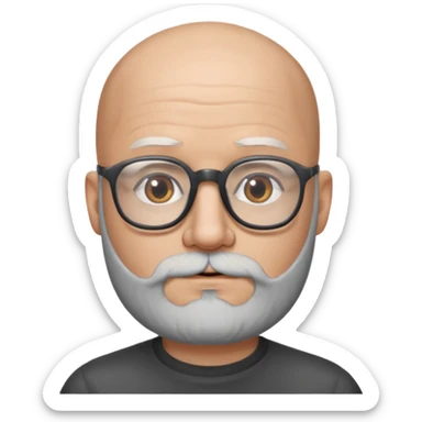 Bald man with salt and pepper beard and glasses sticker