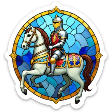 a horse knight in stained glass style sticker