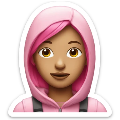 Girl with pink hair wearing ski mask  sticker