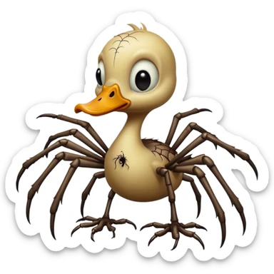 Zombie duckling with spider legs horror sticker