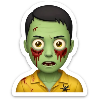 zombie emoji with buzz cut black hair and  sticker