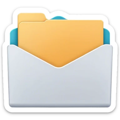 A minimalist open folder with tiny, suggesting a space ready to be filled. maintaining a clean and modern look. Flat UI illustration, digital art, empty state design, neutral background. sticker