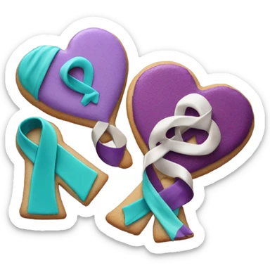 Purple teal Suicide awareness ribbon, heart cookie sticker
