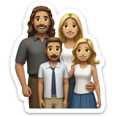 Puerto rican beard short brown hair  husband with blond long hair wife and brown long hair daughter Family  sticker