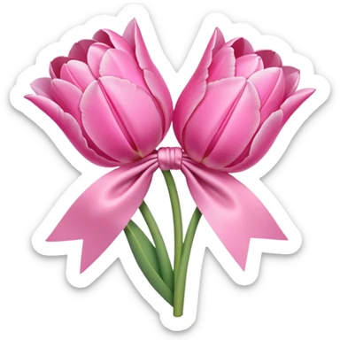 Pink tulips with a bow sticker
