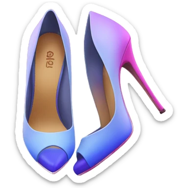 Realistic isolated top view of a pair of hot pink to periwinkle ombre pointed peep toe high heel shoes.  sticker