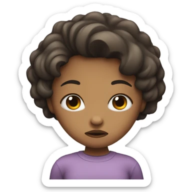 Girl with sad, pouty, face, and bottom lip sticking out sticker