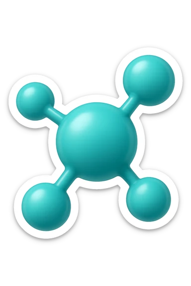 emoji 3d stile iphone di molecole chimiche turchesi 3d sticker