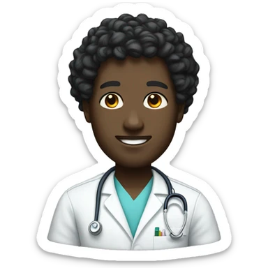 A black male nurse that’s very tall with curly short hair sticker