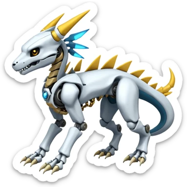 futuristic Skeleton-Cyborg-Reshiram-Manectric-Electrike-Salandit-Cubone-Umbreon-Marowak-Draco-Fakémon-hybrid-creature (full body), 4 legs sticker