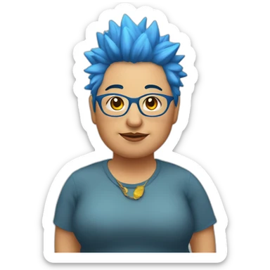 Older fat lesbian Chilean very short spiky bright blue hair sticker