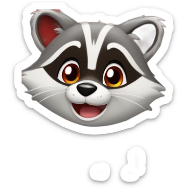 anime raccoon holding a sign that reads "hype" in red font sticker