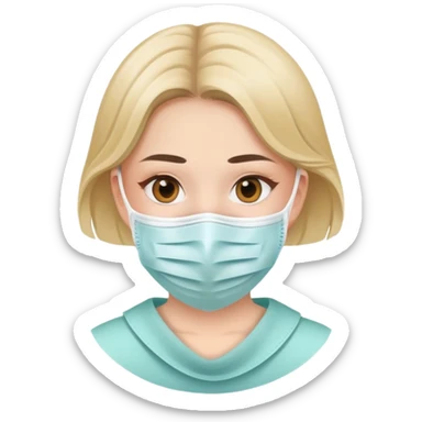 Crea a una niña sentada con una mascarilla  sticker