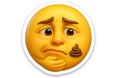 emoji stile iphone che riguarda l'argomento "stipsi/andrò al bagno oggi?", iperrealistico 4k sticker