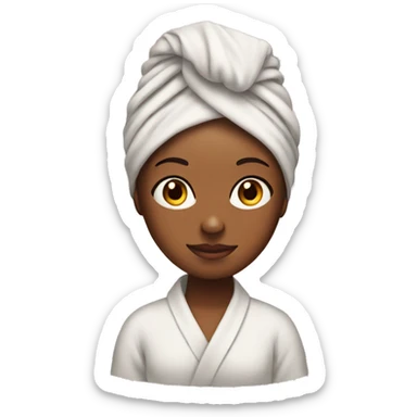 Girl with a towel on her head as s turban and a bathrobe sticker