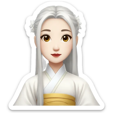bald xie lian wearing a white hanfu sticker