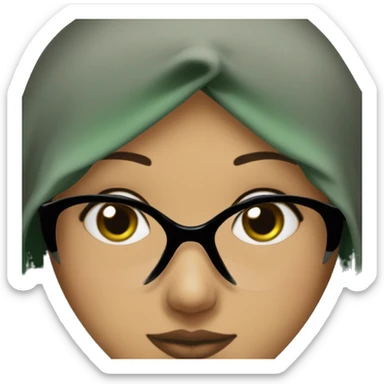 hijabi wih black hijab and green aesthetic glasses and big lips and nice eyebrows and alshes a=with light brown eyes sticker