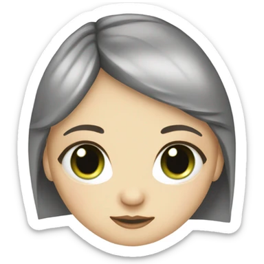 A very white girl has short, black hair and she has bangs. And she has green eyes  sticker