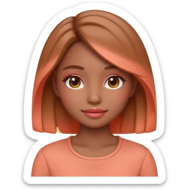 Create an emoji of  women“Create a female emoji in Spring Personal Color tone — warm, bright colors, peach makeup, light brown hair, coral outfit, soft glowing lighting, cute 3D emoji style.” sticker