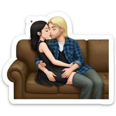 Realistic Jenna Ortiz Wednesday addams kissing sweetly Kurt Cobain on the parlor couch  sticker