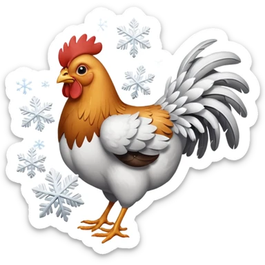 "Chicken flying in the wind during a snowstorm" sticker
