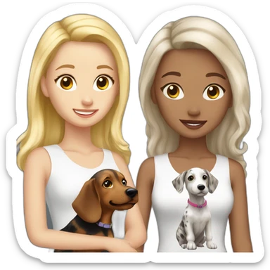 A blonde White girl with a teckel merle sticker