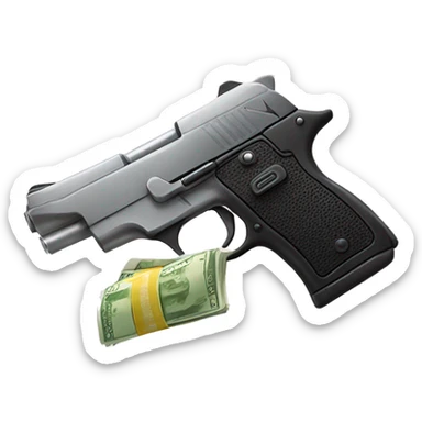 pistola lanzando billetes sticker