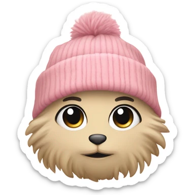 Cute fluffy oversized beanie pink and tan  sticker
