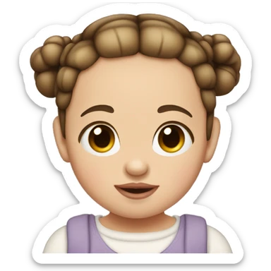 White little brown-eyed baby with two dark pigtails, plump lips sticker