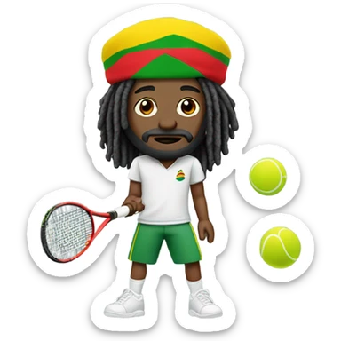 Rastafarian playing tennis sticker