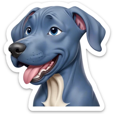 Cinematic Cute Yawning Blue Great Dane Portrait Emoji, Head tilted slightly with a dramatic, wide-open yawn, showcasing a smooth blue Fur with a cool luster, floppy ears slightly drooping, round steel-blue eyes barely open in drowsy contentment, Simplified yet irresistibly adorable features, highly detailed, glowing with a soft, cozy glow, high shine, relaxed yet expressive, stylized with a touch of whimsy, bright and endearing, soft glowing outline, capturing the essence of a sleepy yet affectionate guardian, so drowsy it feels like it could stretch out of the screen and curl up for a nap! sticker