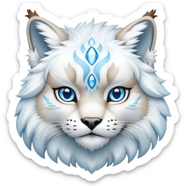 Snowy fluffy Ice-type Fakémon-Lynx full body sticker