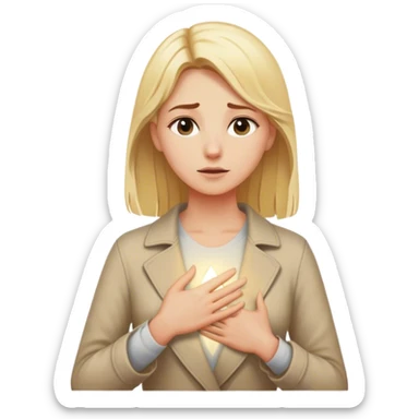 back of a blonde woman in front of a 2 crossroads places a hand on their chest, taking a deep breath before choosing the light path, symbolizing their decision to respond instead of react with peace. light trail  sticker