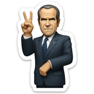 Richard nixon peace signs pose sticker