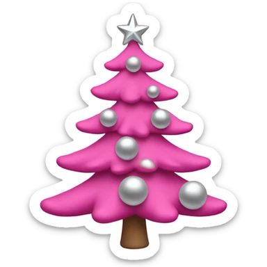 Pink christmas tree with silvery balls sticker