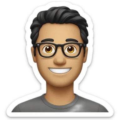 A guy with medium black hair,round eyewear smiling  sticker