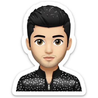 Zayn Malik from One Direction with light skin, black hair, black sequin outfit sticker