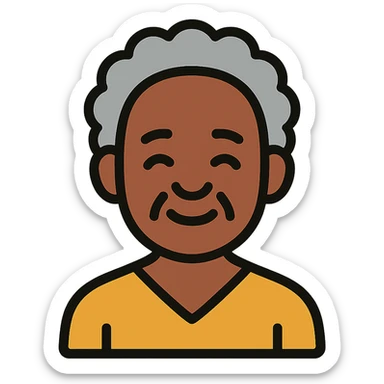 portrait of a Black elderly person, color outline icon style sticker