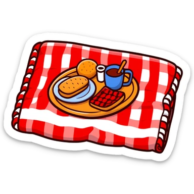 picnic with red and white checkered blanket sticker