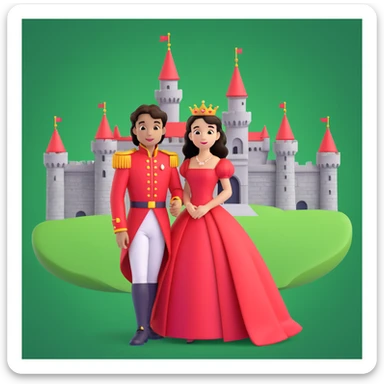 prince in red dress, royal castle background sticker