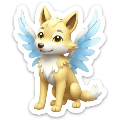 Kawaii Cute Shiny Winged Wolf-Pokémon full body sticker