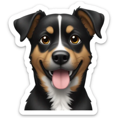 Un chien noir avec kn M sur le torse sticker