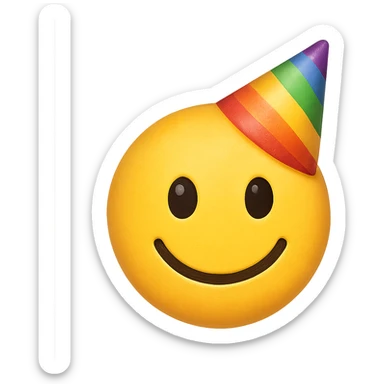 yellow face with rainbow party hat emoji, digital illustration sticker