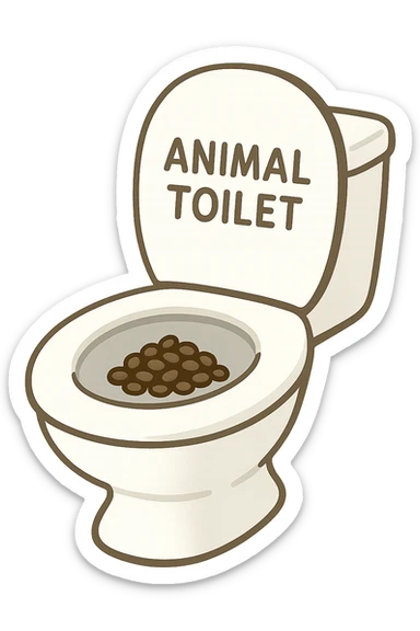 wc dentro cui cadono feci di animale a pallini sticker