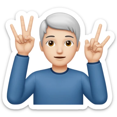 créer un emoji avec le signe de jul : c’est deux main côte à côté avec l’index et le majeure de levé sticker